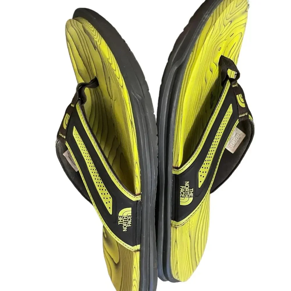 Men's THE NORTH FACE Sulfur Spring Green And Black Flip Flop Sandals Like New